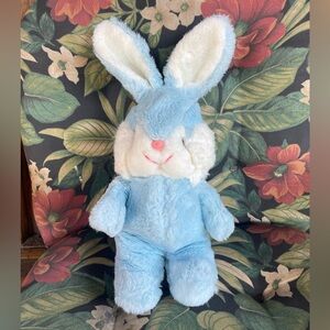 Vintage Fairview Bunny Rabbit Plush Stuffed Animal blue-White 12”-13”